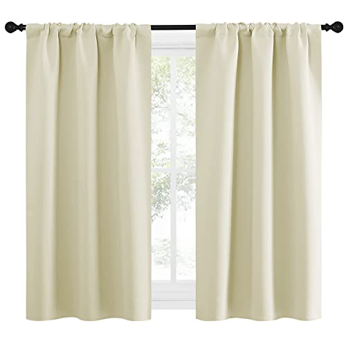 NICETOWN Blackout Curtains - Short Thermal Insulated Drapes (Beige, 34" x 54", 2 PCs)