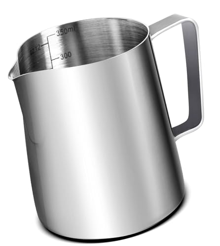 AMZCHEF Milk Frothing Pitcher 12oz 350ml Stainless Steel for Latte Art
