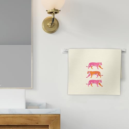 Pink Tiger Decor Hand Towels - Trendy Preppy Kitchen Towels (Color-2, 16x24 Inch)