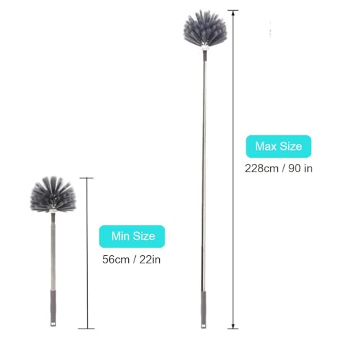 Yidaimi Cobweb Duster with Extension Pole & 3 Heads - 1.8 to 7.2 FT