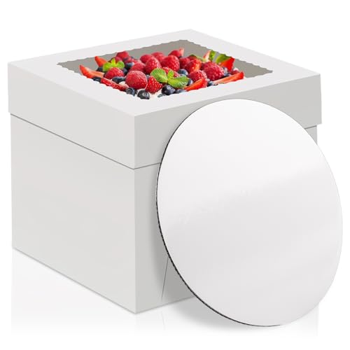 WINKIO Cake Box Set - 10x10x8 Inch, 2 Pcs with Clear Window