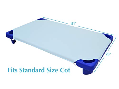 Cot Sheet for Daycare - 1 Pack 100% Cotton Percale 23" x 51" - Blue