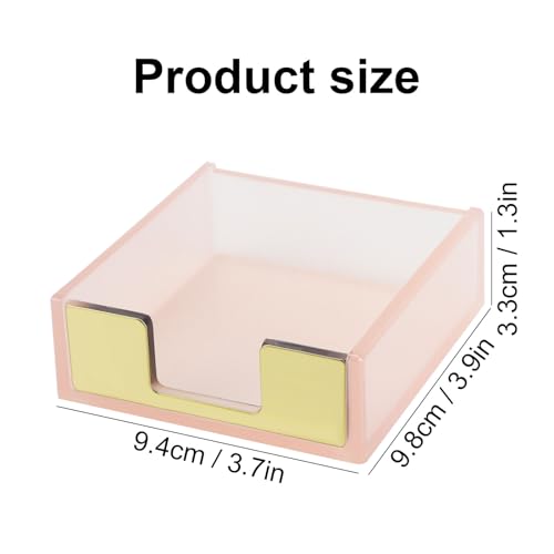 MultiBey Pink Sticky Notes Dispenser with Gold Accent - Memo Pad Organizer