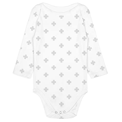 BaeBae Goods Long Sleeve Baby Bodysuit Set - Grey/White Triangles, 12 Months