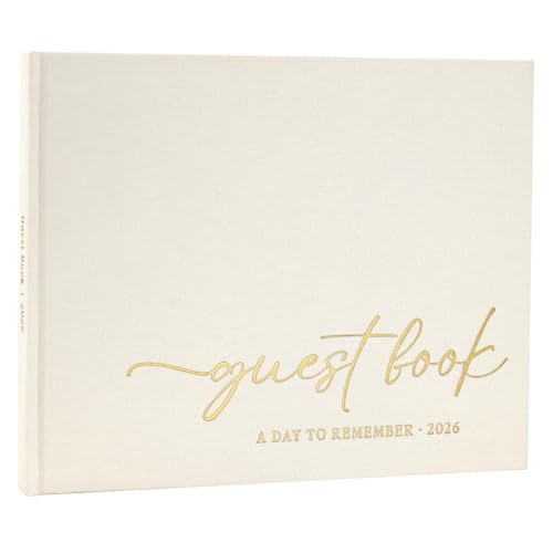 LONLAT Elegant Wedding Guest Book with Linen Cover - 100 Blank Pages for Special Occasions