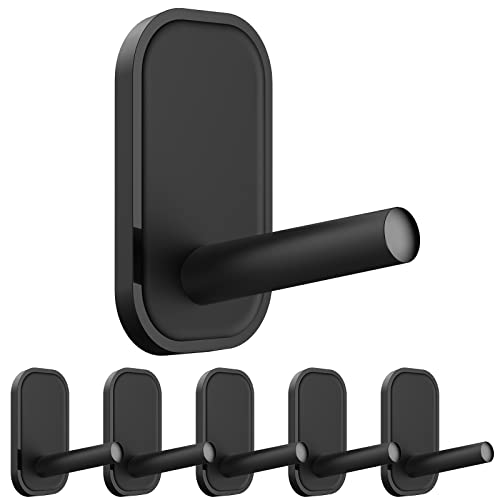 INNPLUS 6-Pack Self-Adhesive Wall Hooks - Heavy Duty, Black