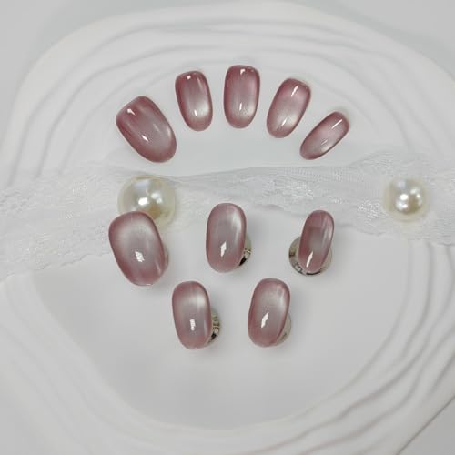 Cat Eye Press On Nails Handmade Magnetic Shimmer False Nails Large