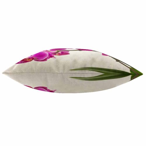 Mugod Floral Dendrobium Throw Pillow Cover, 18x18 Inch Cotton Linen