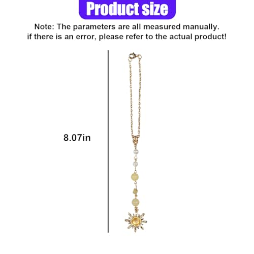 Boho Natural Stone Car Mirror Charm - Sun Pendant Decoration