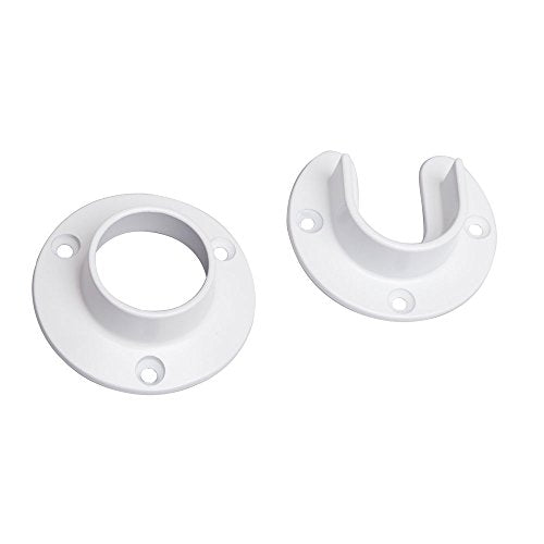 Heavy-Duty Closet Pole Sockets - White, 1-1/4" to 1-5/16"