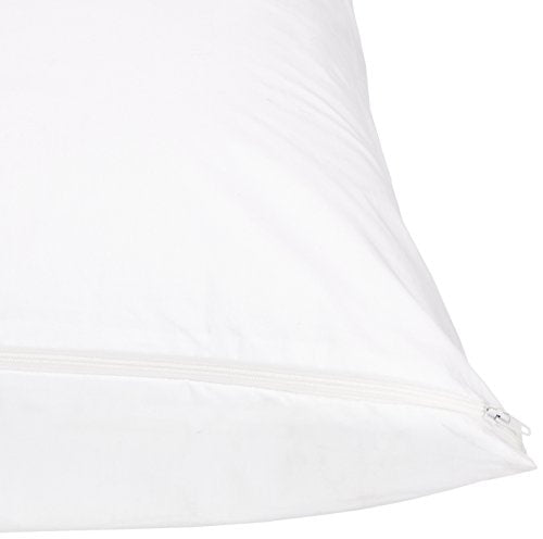 Amazon Basics King Zipper Pillow Protector - Breathable 100% Cotton, Hypoallergenic, Machine Washable, White, 37 x 21 Inches