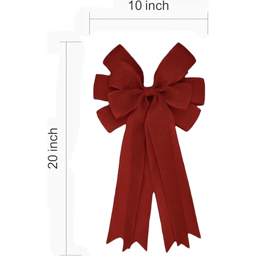 Burgundy Oversized Burlap Bows for Christmas Tree & Wreaths - Double Pack