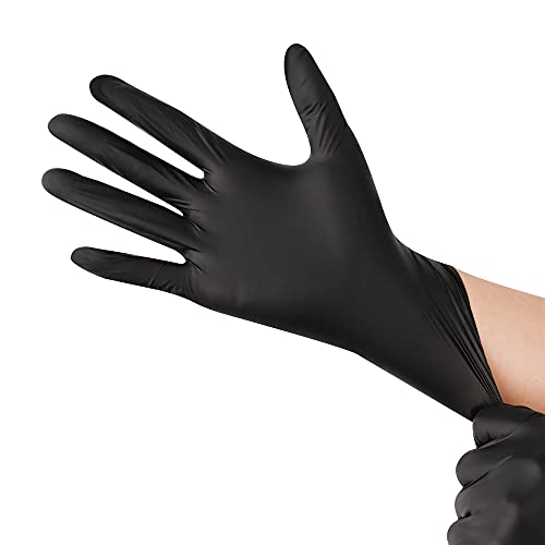 CHGD Disposable Nitrile Gloves, Powder-Free, Black, X-Large (100 Count)