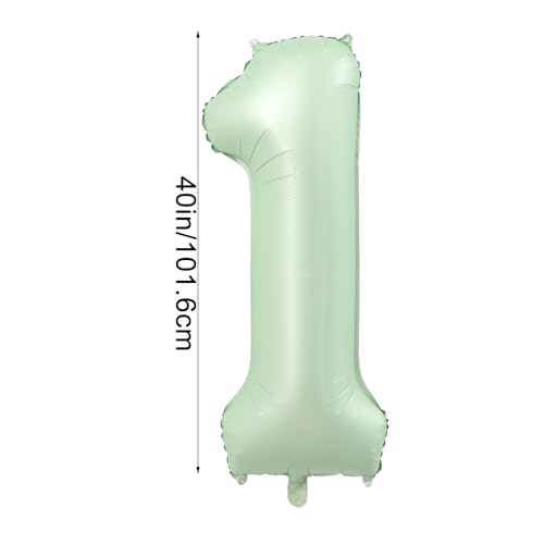 40 Inch Olive Green Number 1 Foil Balloon for 1st Birthday Party