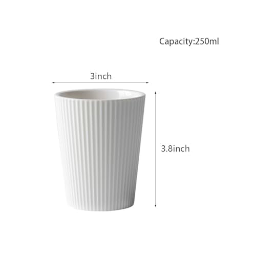 Wongwongcat White Ceramic Vertical Stripe Toothbrush Cup - Couple Bathroom Tumbler & Coffee Mug