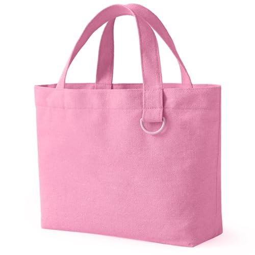 Pink Mini Tote Bags Bulk - 12 Pack Reusable Canvas Bags for DIY