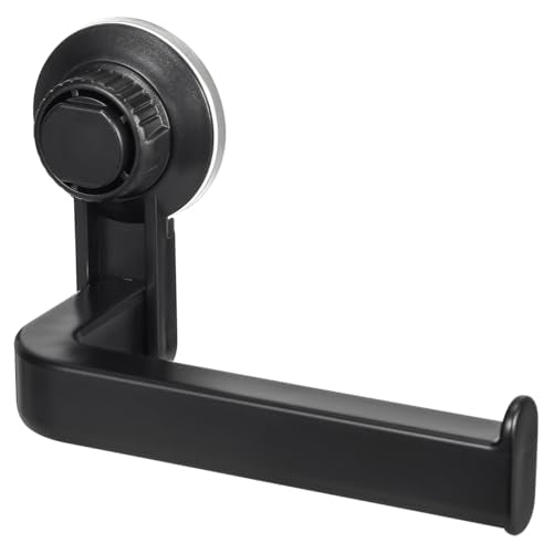Operitacx Suction Cup Toilet Paper Holder Matte Black No-Drill Wall Mount (6.49 x 3.93 inches)