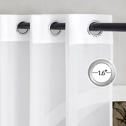 NICETOWN White Short Kitchen Curtains 42"W x 30"L - 2 Panels Grommet Sheer Window Treatments
