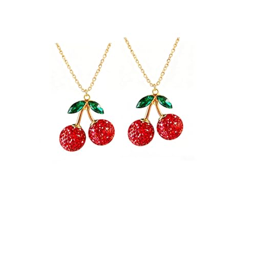 GZQCI 2-Pack Bling Red Cherry Car Mirror Charm Rearview Pendant