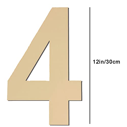 12-Inch Unfinished Wood Number 4 for DIY Crafts & Decor