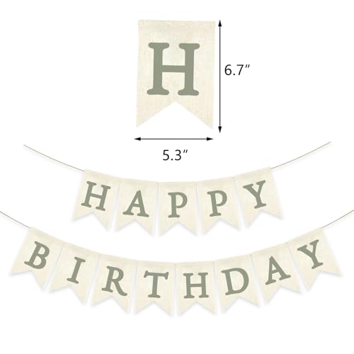 Green Burlap Happy Birthday Banner - Pre-Strung Party Decor