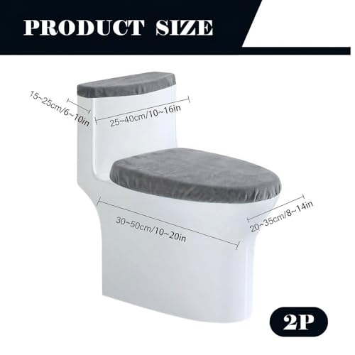 Universal Grey Toilet Lid and Tank Cover Set - Washable Polyester Fabric