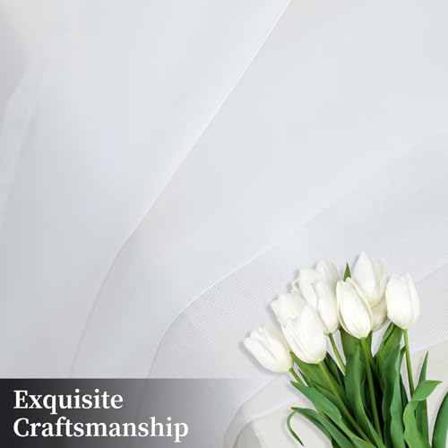 White Sheer Curtain Panels 38" W x 45" L - Rod Pocket Design
