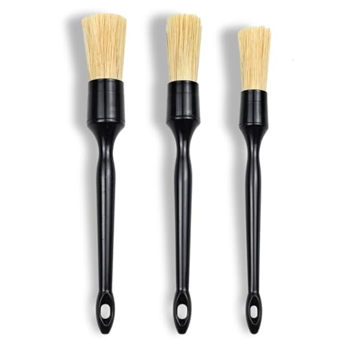 Car Detailing Brush Set - 3 Premium Boar's Hair Cleaning Brushes