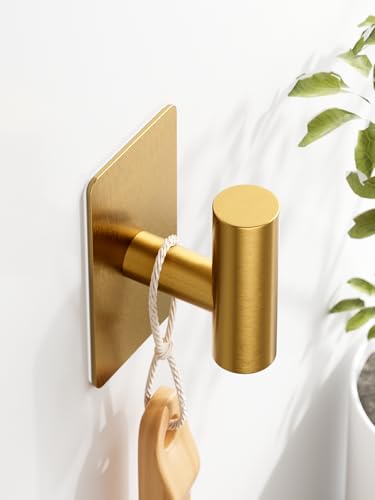 Gold Heavy Duty Adhesive Wall Towel Hooks - 2 Pack