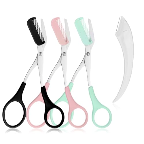 Eyebrow Scissors with Comb and Razor Set - 3 Pack Stainless Steel