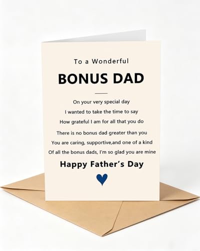 Thoughtful Step Dad Father's Day Card - 5x7 with Kraft Envelope