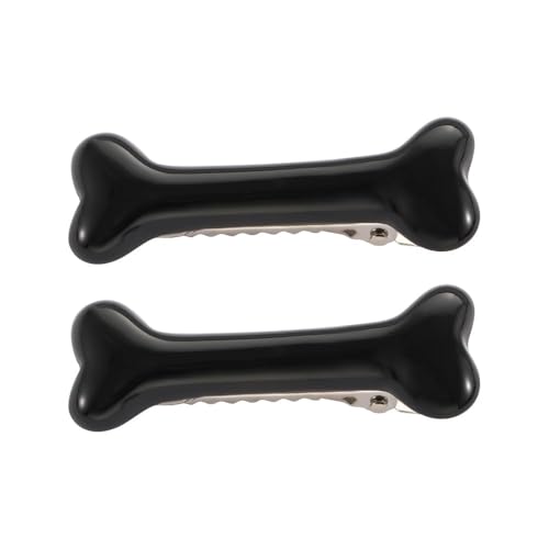 Dog Bone Hair Clips Alligator Barrettes Black Hair Accessories 2 Pcs
