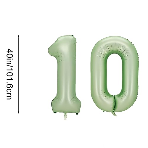 40 Inch Olive Green Number 10 Foil Balloon for Celebrations