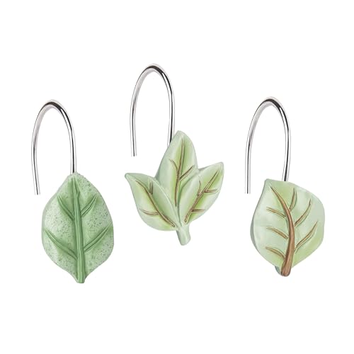 12pcs Leaf Shower Curtain Hooks - Rust Proof & Heavy Duty
