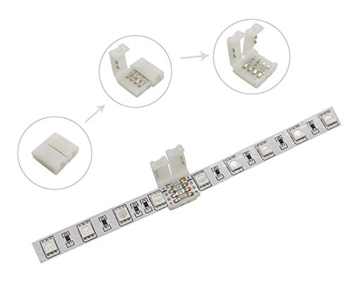 12 Pcs Solderless 4 Pin RGB LED Strip Connectors for 10mm 5050 Strips