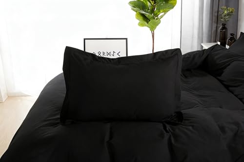 SDAPNAY King Size Black Duvet Cover Set - 3-Piece Soft Microfiber Bedding