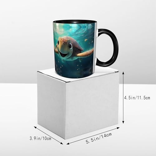 Turquoise Sea Turtle Coffee Mug 11oz Ceramic Tea Cup Funny Porcelain Gift
