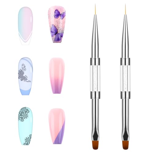 Thinp Double Ended Gel Builder Brush Set for Nail Art Design - 2 Pcs