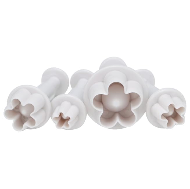 Labriciyon 4-Piece Flower Plunger Cookie Cutter & Fondant Mold Set