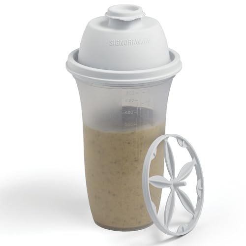 SIGNORA WARE 20oz Protein Shaker Bottle - BPA-Free White Mixing Cup