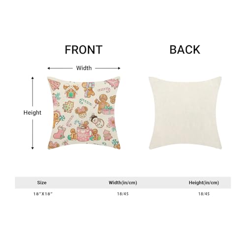 Pink Gingerbread Man Christmas Pillow Covers 18x18 - Set of 2