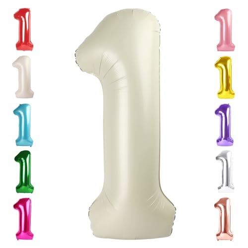 40-Inch Cream Number 1 Balloon for 1st Birthday Decorations