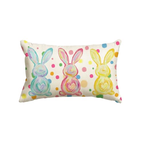 AVOIN colorlife Easter Bunny Throw Pillow Cover, 12 x 20 Inch Polka Dot