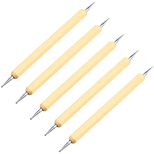 Utoolmart 5-Piece Dual-End Ball Styluses Dotting Tools with Wood Handle
