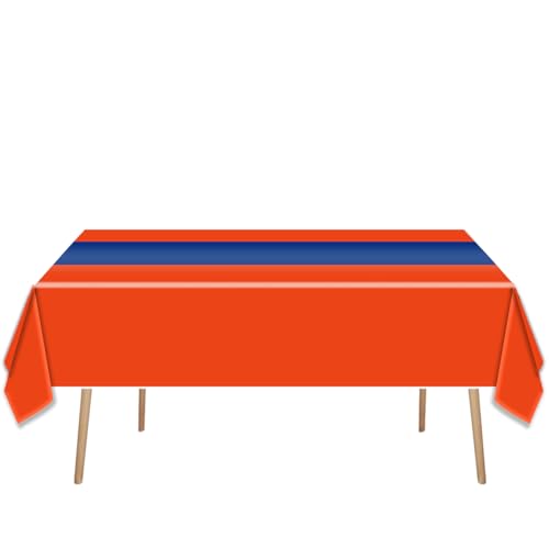 3-Pack Orange & Royal Blue Disposable Tablecloths - 108x54 Inch for Anime Parties