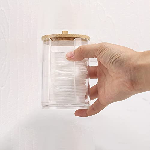 Travel Cosmetic Cotton Pad Holder Dispenser with Bamboo Lid - Makeup Organizer for Bathroom & Travel - Tearom