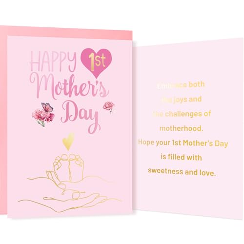 Happy First Mother's Day Card for New Mom - 5x7 with Envelope