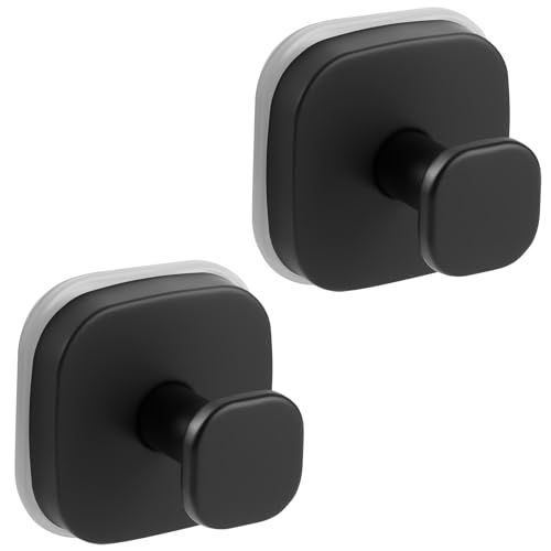 Matte Black Suction Cup Hooks - 2 Pack for Bathroom & Kitchen