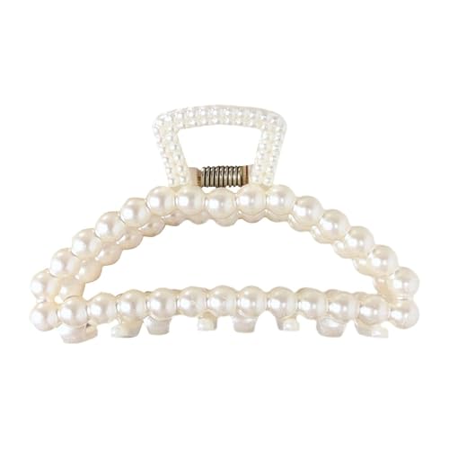 Large White Faux Pearl Hair Claw Clips for Thick and Thin Hair