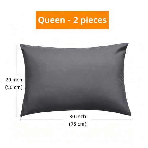 Mohap Gray Queen Zipper Pillowcases 2-Pack Microfiber Super Soft Hotel Quality